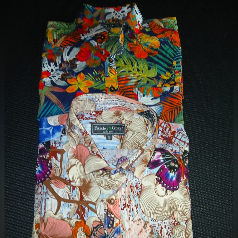 Mens Floral Button Down Shirt Medium